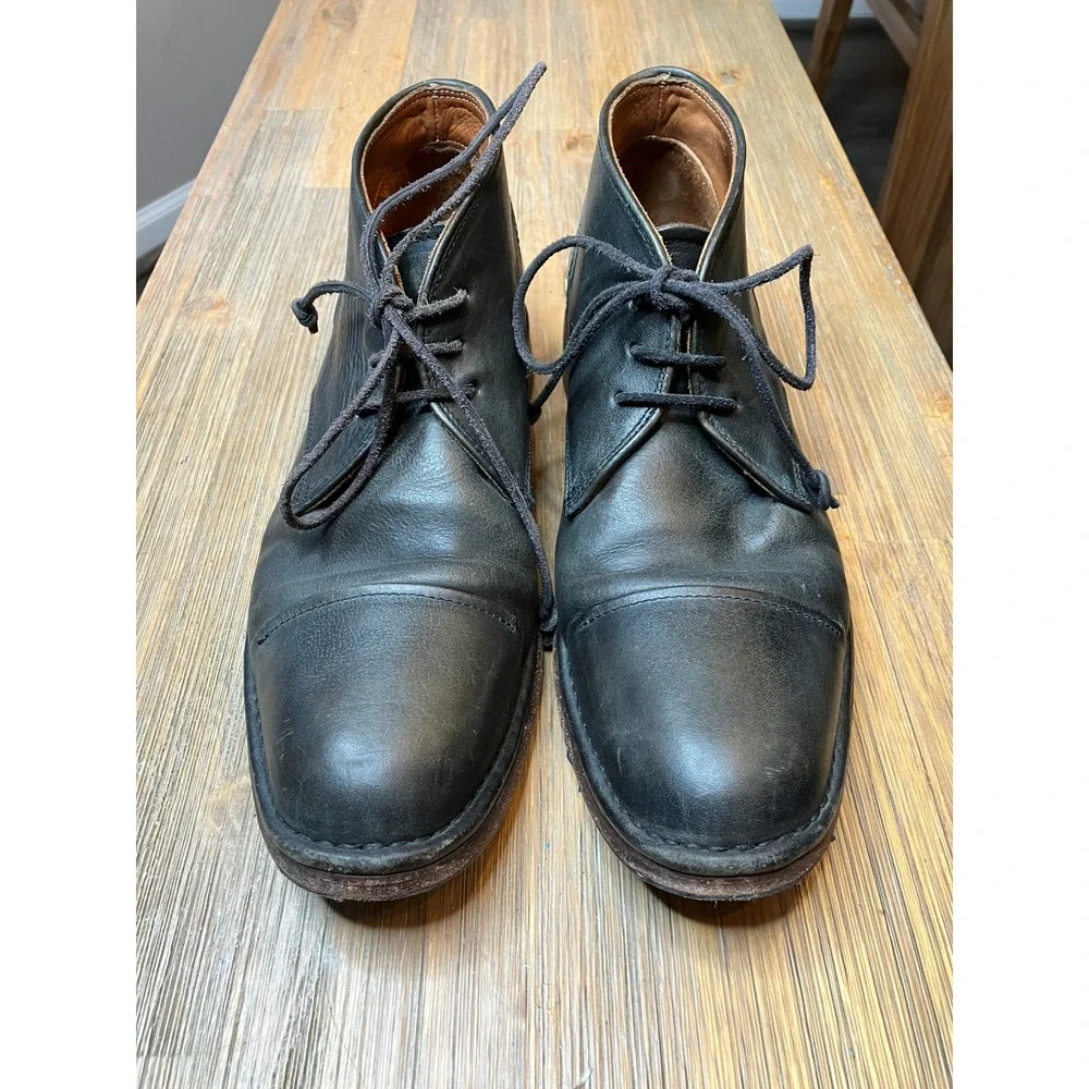 John‎ Varvatos Allen Chukka Boot Lace Up Cap Toe Black Leather Size 8.5